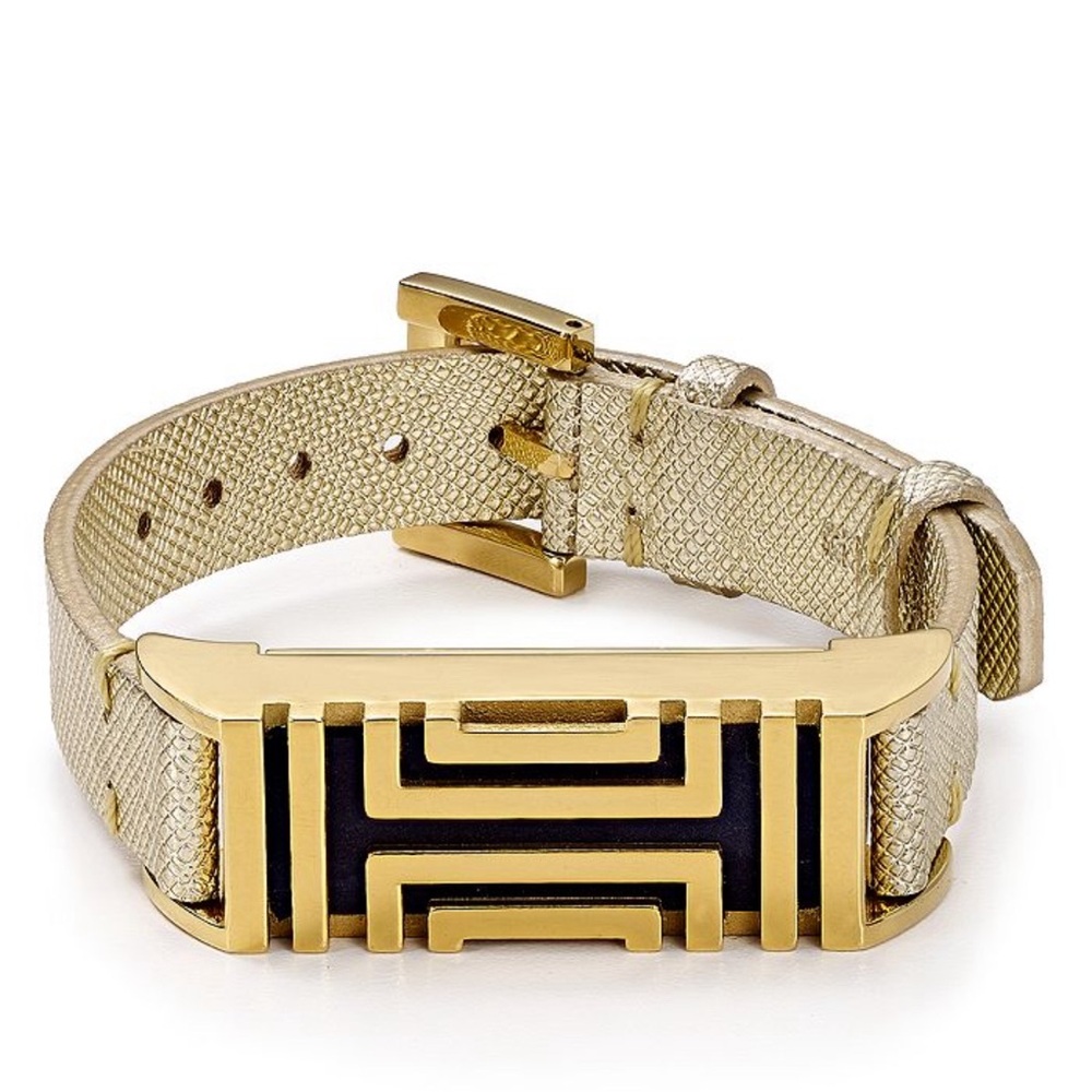 Tory Burch Fitbit Gold leather Wrap Bracelet OS